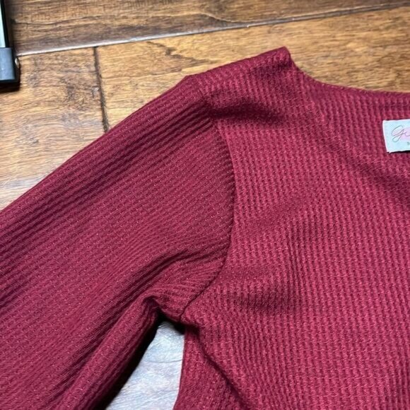 Girl August Maroon Waffle Knit Long Sleeve Hi-Low Dress, size 8 - Picture 3 of 5